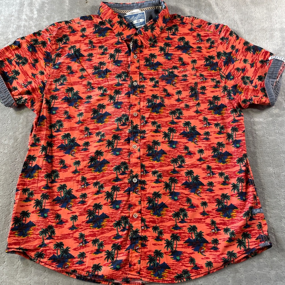 Huntington Beach Shirt Mens 4X Coral Palm Tree Surfer‎ Resort Vacation Luxury